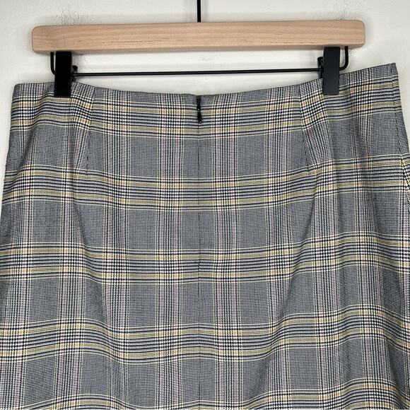 1. State gray yellow glen plaid mini pencil skirt 10 - Picture 4 of 7